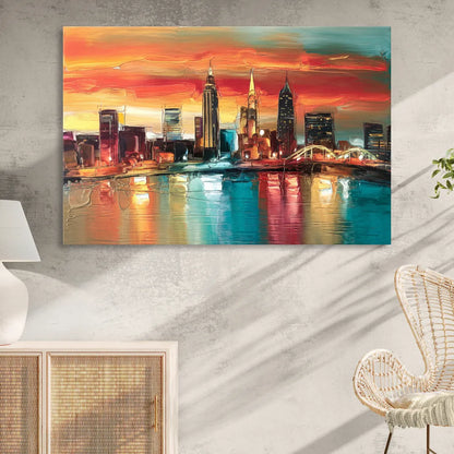 Cleveland Historic Landmarks Watercolor Sitting Room - Canvas Wall Art