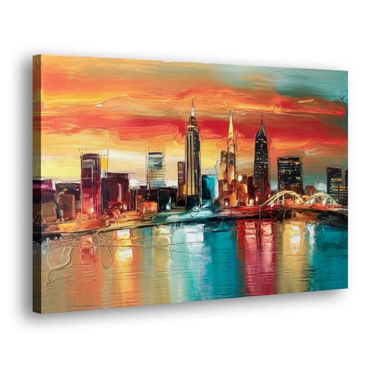 Cleveland Historic Landmarks Watercolor Side - Canvas Wall Art