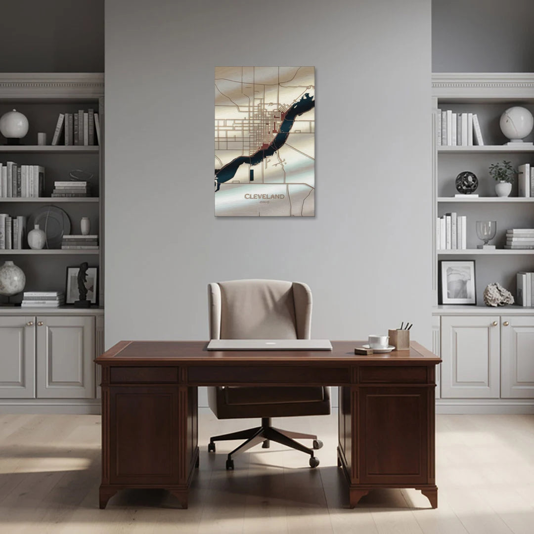 Cleveland Ohio Map Design - Canvas Wall Art - Office - 24x36