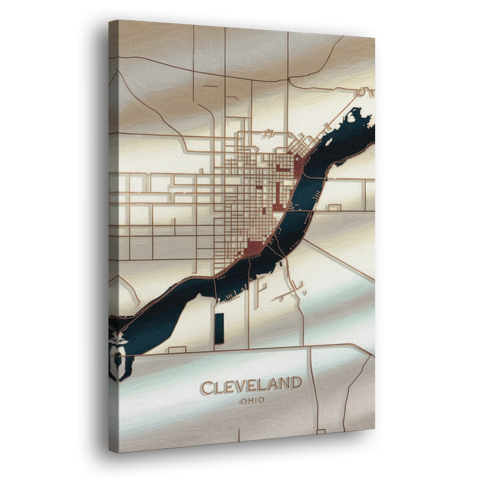 Cleveland Ohio Map Design - Canvas Wall Art - Side