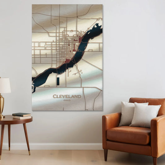 Cleveland Ohio Map Design - Canvas Wall Art - Sofa - 40x60