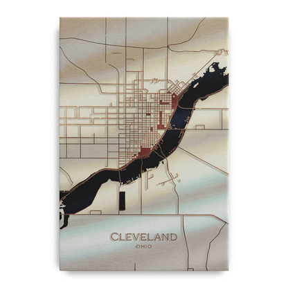 Cleveland Ohio Map Design Front - Canvas Wall Art