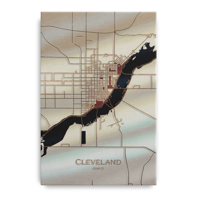 Cleveland Ohio Map Design Front - Canvas Wall Art