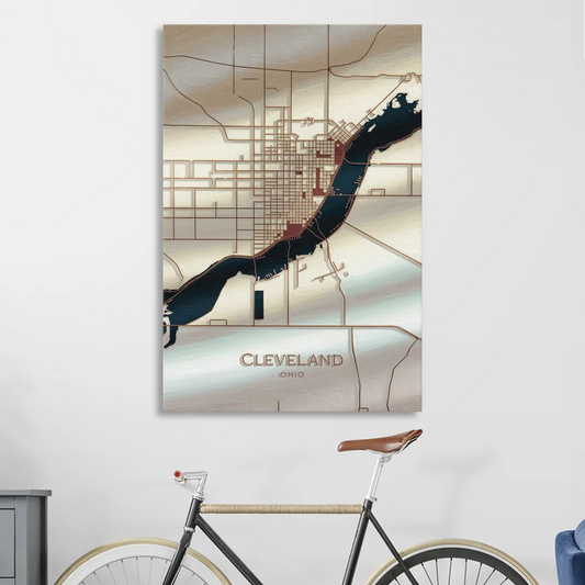 Cleveland Ohio Map Design Living Room - Canvas Wall Art