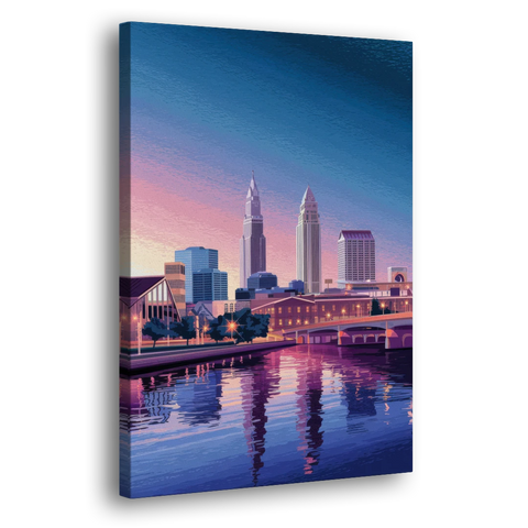 Cleveland Ohio Skyline Silhouette - Canvas Wall Art - Side