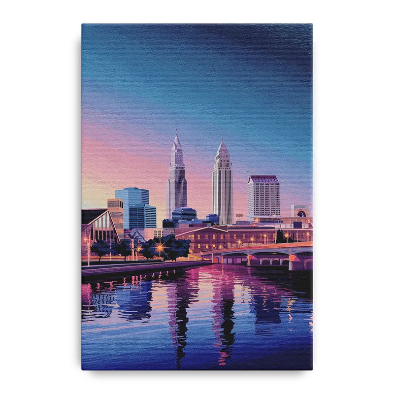 Cleveland Ohio Skyline Silhouette Front - Canvas Wall Art