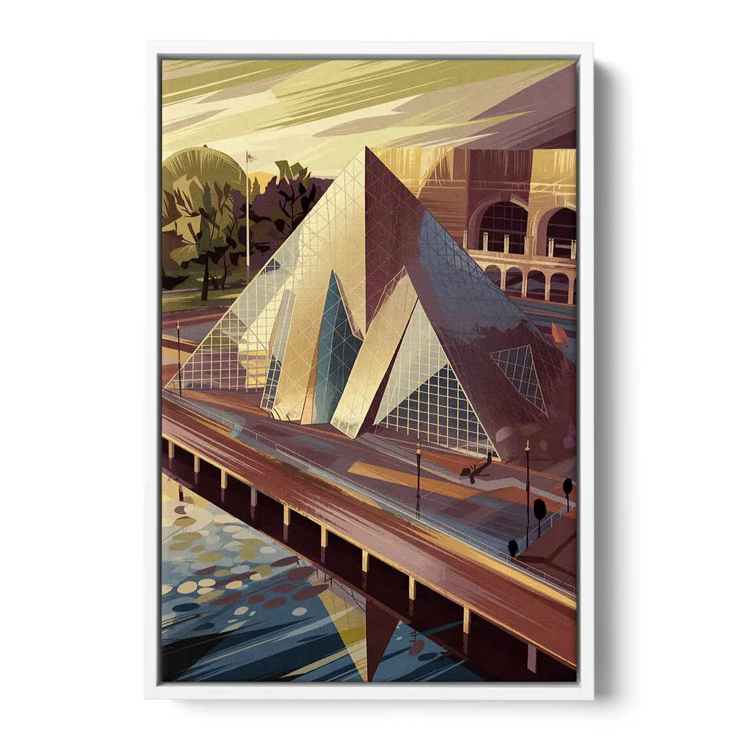 Cleveland Rock and Roll Hall of Fame Front - White Canvas Wall Art