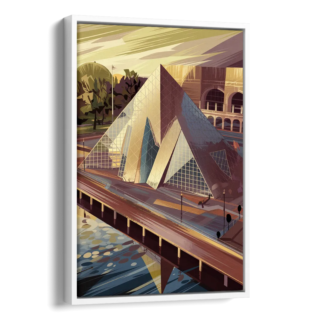 Cleveland Rock and Roll Hall of Fame Side - White Canvas Wall Art