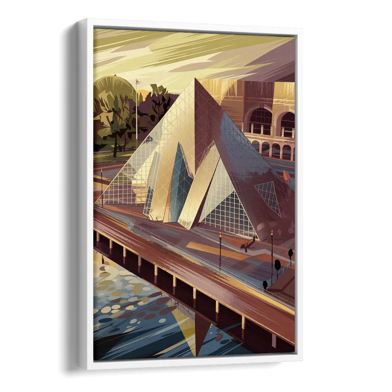 Cleveland Rock and Roll Hall of Fame Side - White Canvas Wall Art