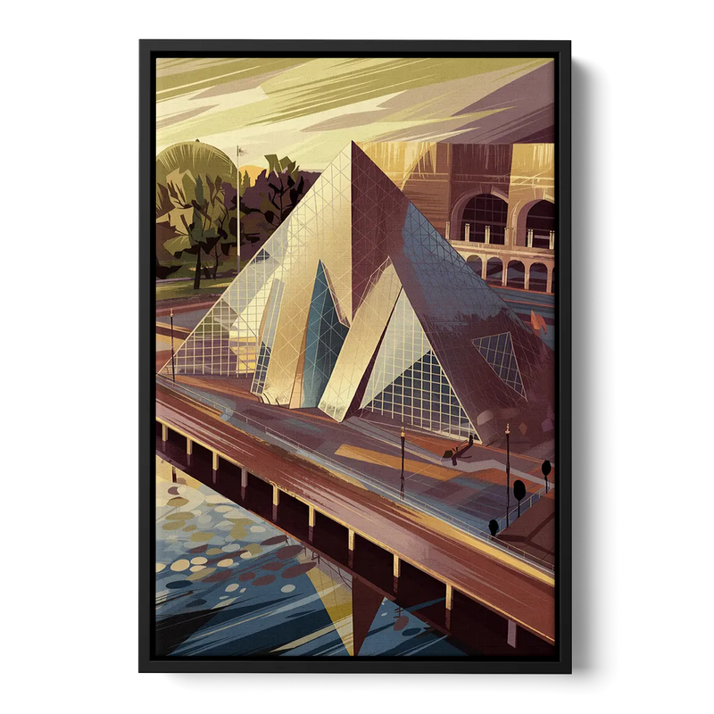 Cleveland Rock and Roll Hall of Fame Front - Black Canvas Wall Art