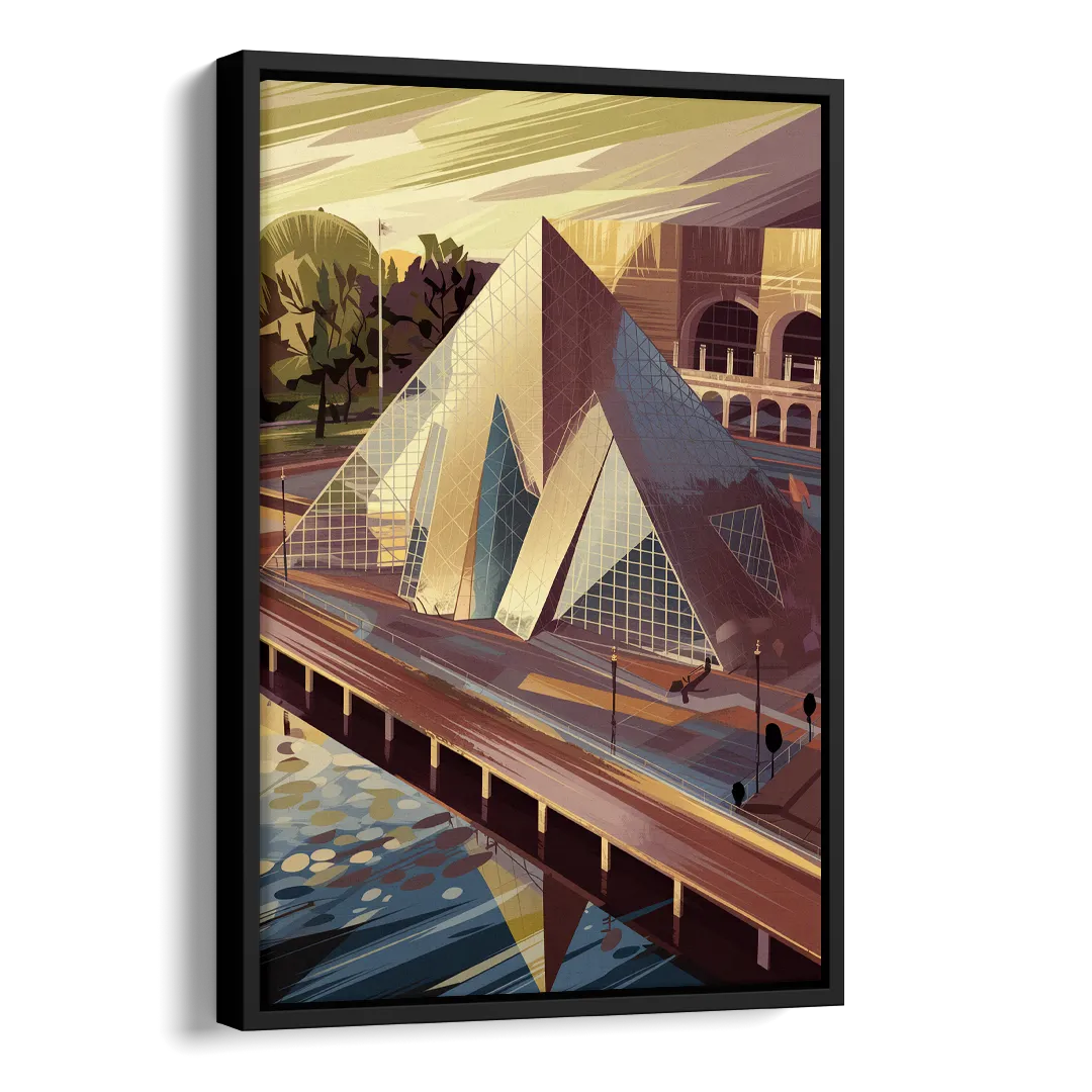 Cleveland Rock and Roll Hall of Fame Side - Black Canvas Wall Art