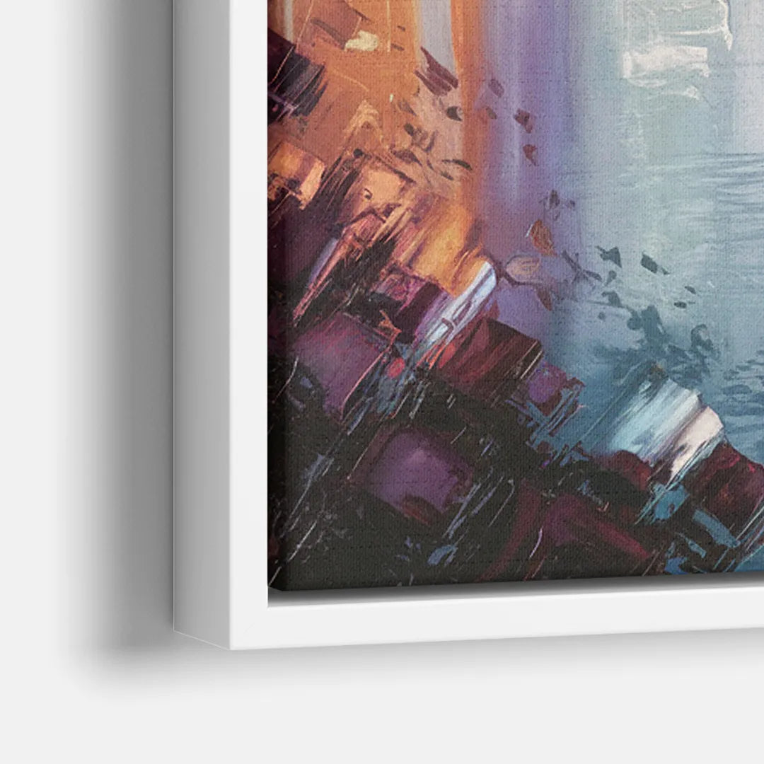 Cleveland Skyline Reflection - Close-Up White Frame Canvas