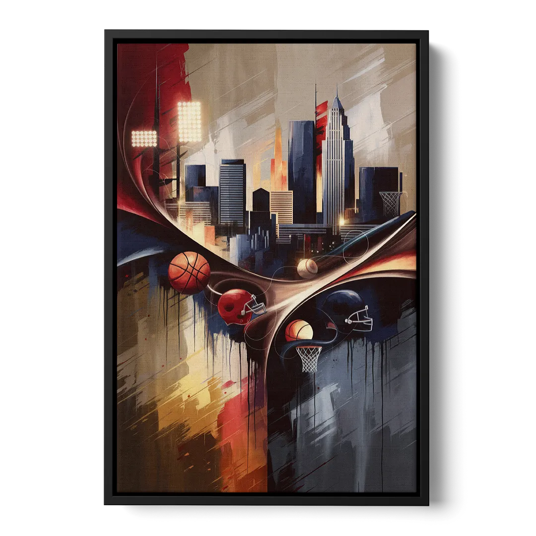 Cleveland Sports Team Spirit Front - Black Canvas Wall Art