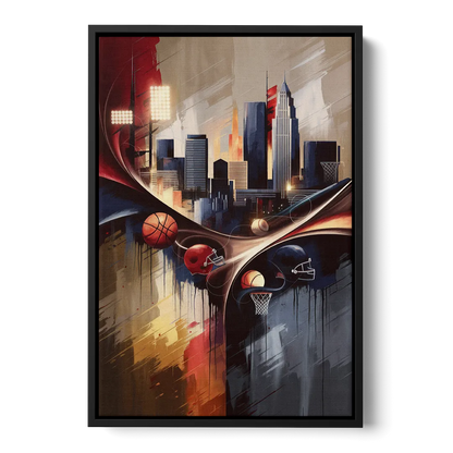 Cleveland Sports Team Spirit Front - Black Canvas Wall Art