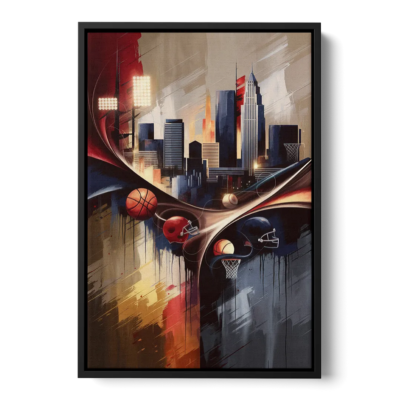 Cleveland Sports Team Spirit Front - Black Canvas Wall Art