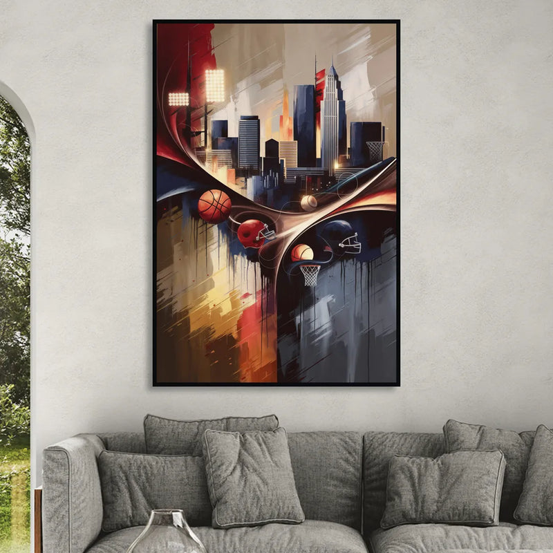 Cleveland Sports Team Spirit Living Room - Black Canvas Wall Art