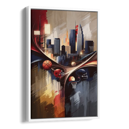 Cleveland Sports Team Spirit Side - White Canvas Wall Art