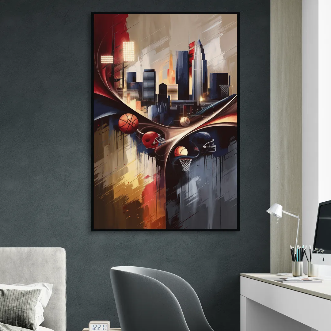 Cleveland Sports Team Spirit Sitting Room - Black Canvas Wall Art