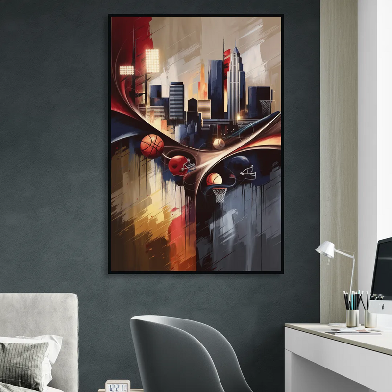 Cleveland Sports Team Spirit Sitting Room - Black Canvas Wall Art