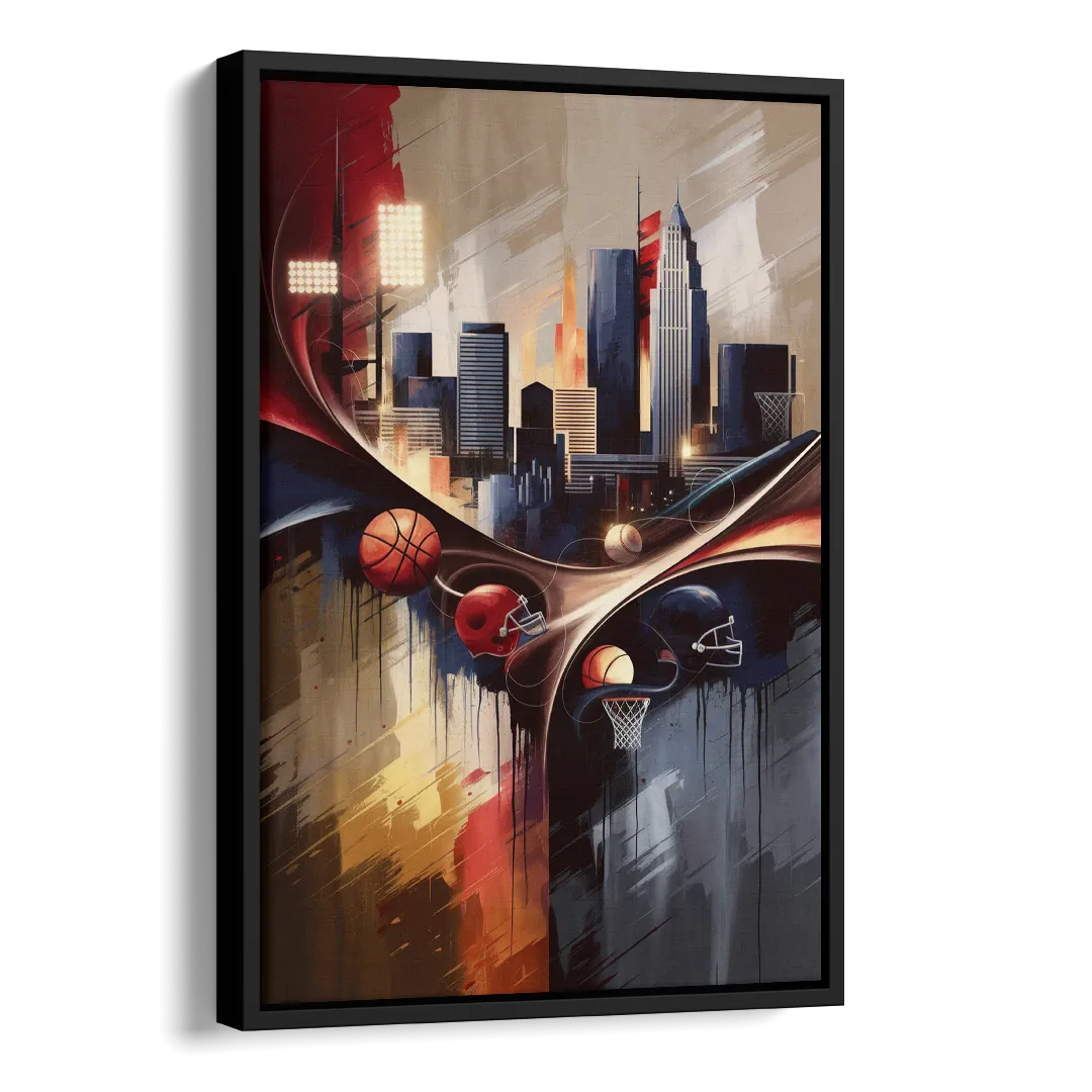 Cleveland Sports Team Spirit Side - Black Canvas Wall Art