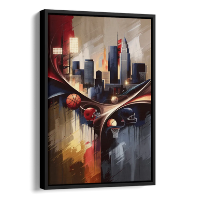 Cleveland Sports Team Spirit Side - Black Canvas Wall Art