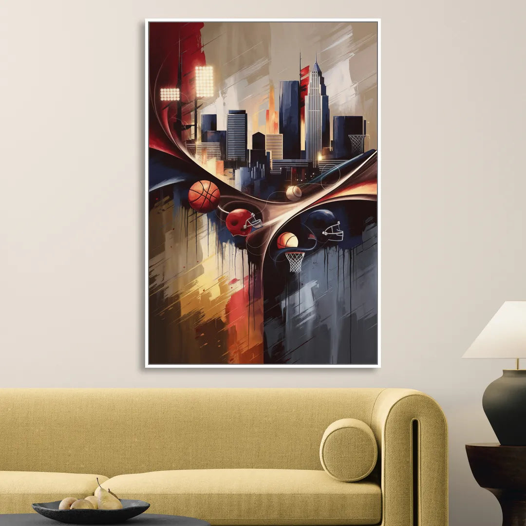 Cleveland Sports Team Spirit Living Room - White Canvas Wall Art