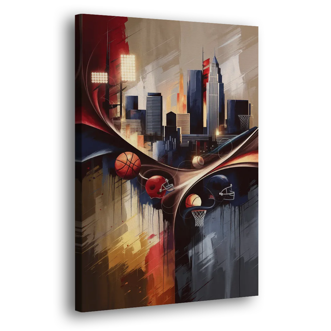 Cleveland Sports Team Spirit Side - Canvas Wall Art