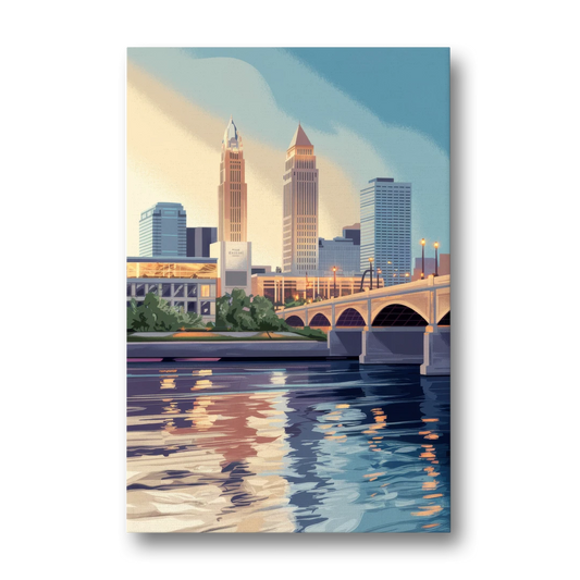 Cleveland Waterfront Views - Canvas Wall Art - Front