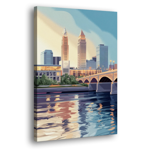 Cleveland Waterfront Views - Canvas Wall Art - Side