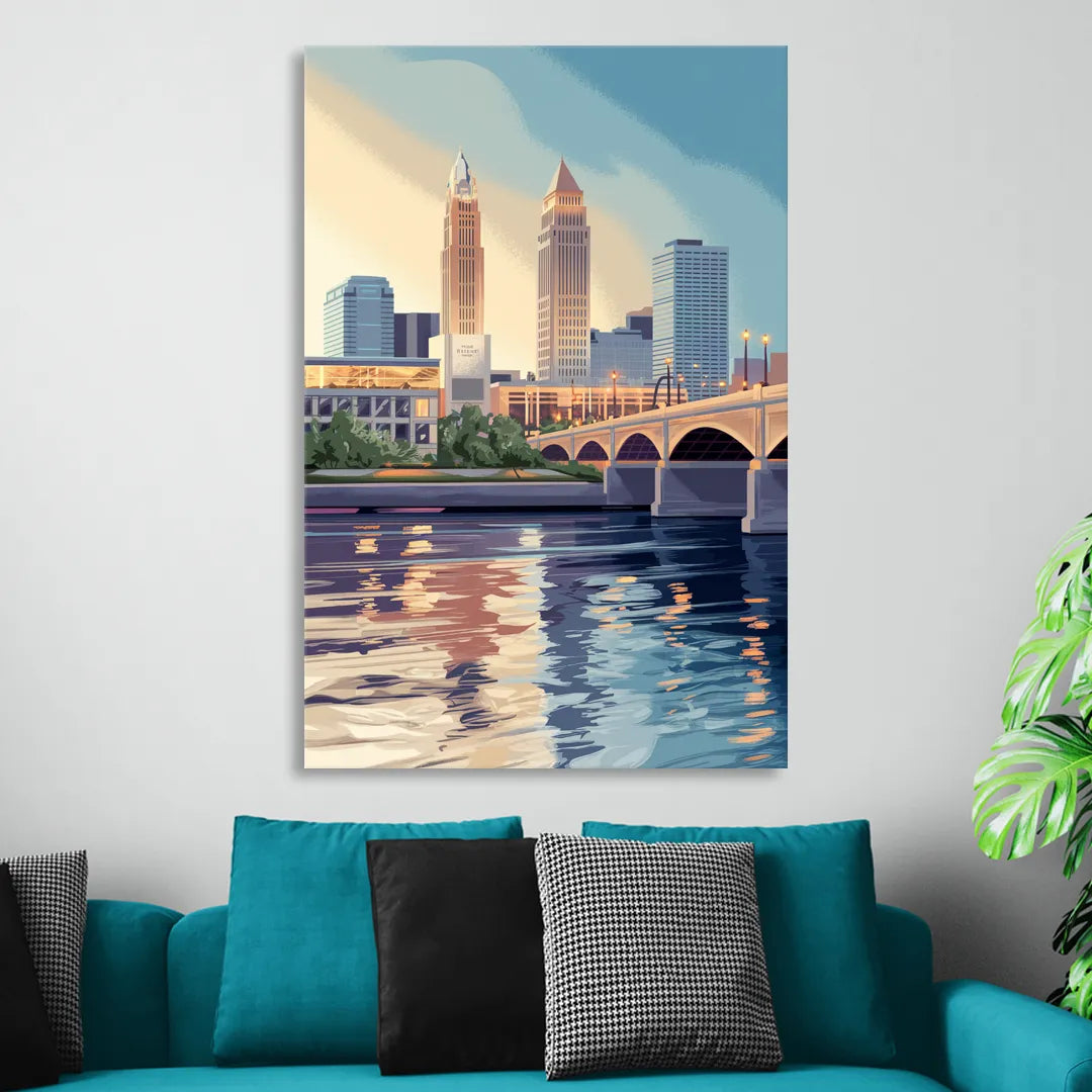 Cleveland Waterfront Views Sitting Room - Canvas Wall Art