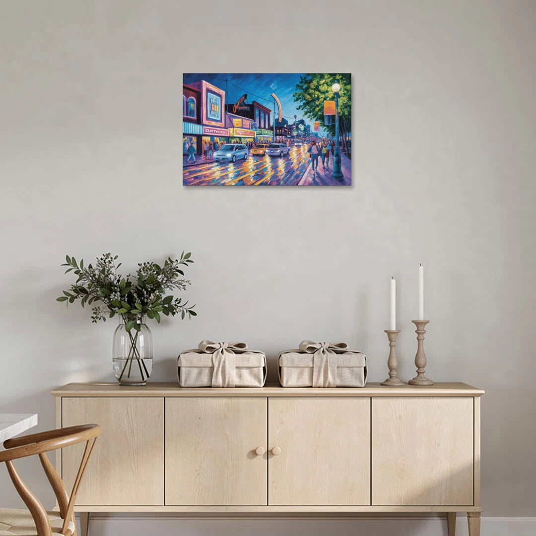 Clifton Hill Neon Lights - Canvas Wall Art - Coffee Table - 30x20