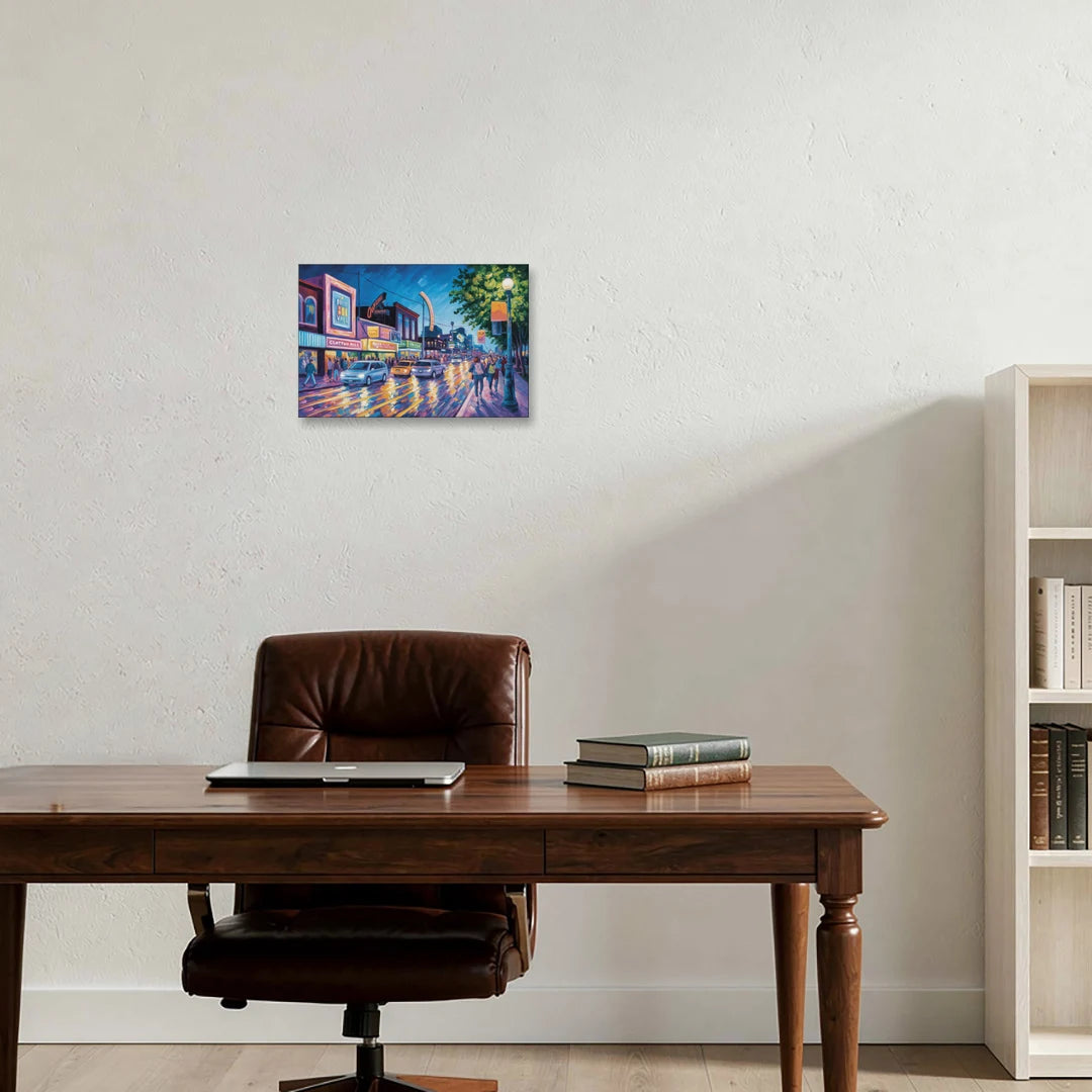 Clifton Hill Neon Lights - Canvas Wall Art - Office - 18x12