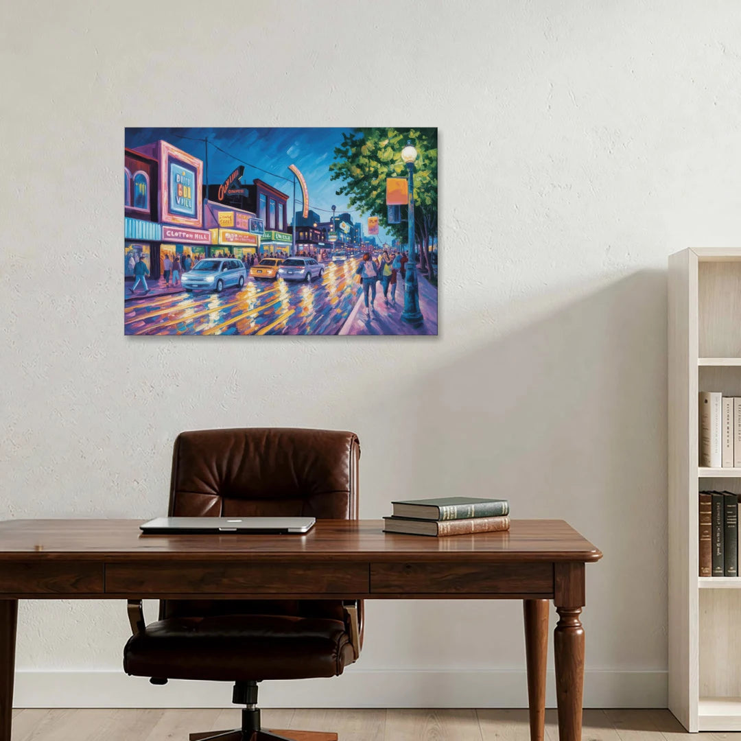Clifton Hill Neon Lights - Canvas Wall Art - Office - 36x24