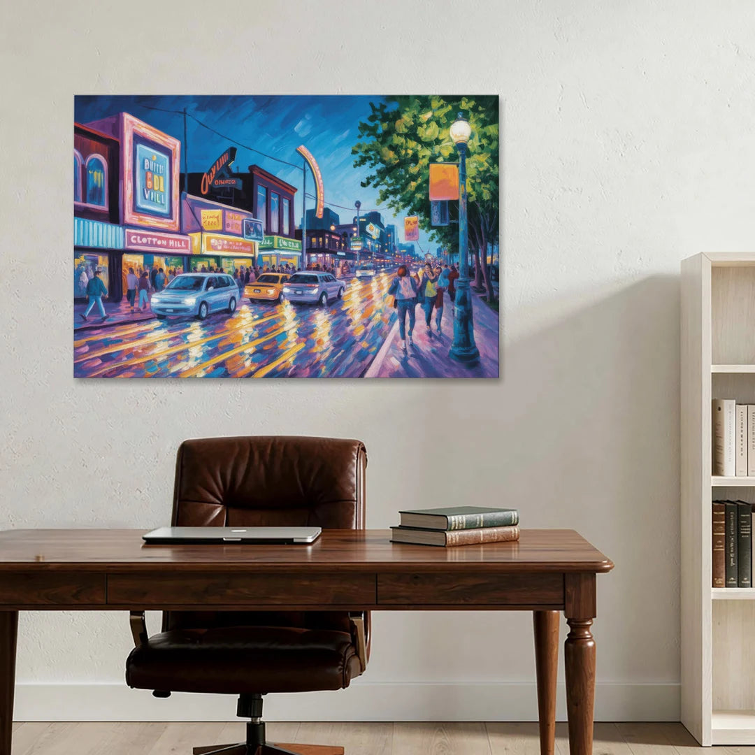 Clifton Hill Neon Lights - Canvas Wall Art - Office - 48x32
