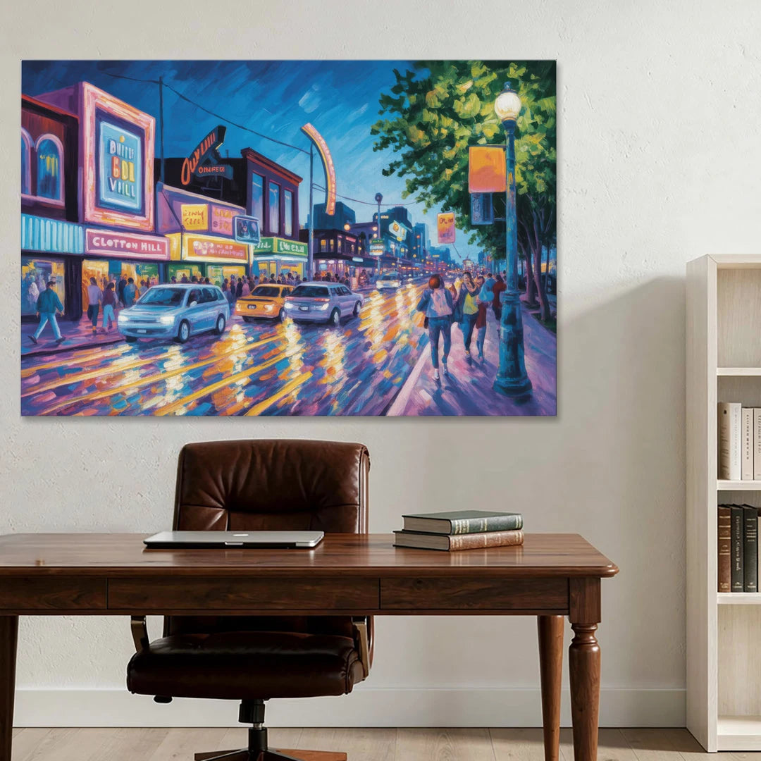 Clifton Hill Neon Lights - Canvas Wall Art - Office - 60x40