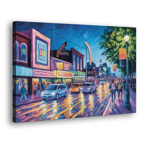 Clifton Hill Neon Lights - Canvas Wall Art - Side