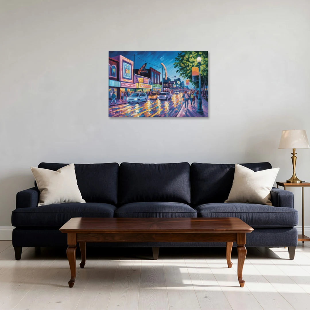 Clifton Hill Neon Lights - Canvas Wall Art - Sofa - 30x20