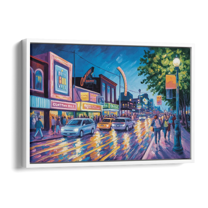 Clifton Hill Neon Lights Side - White Canvas Wall Art