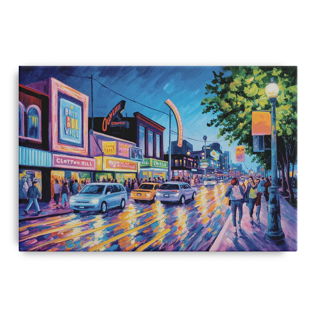Clifton Hill Neon Lights Front - Canvas Wall Art