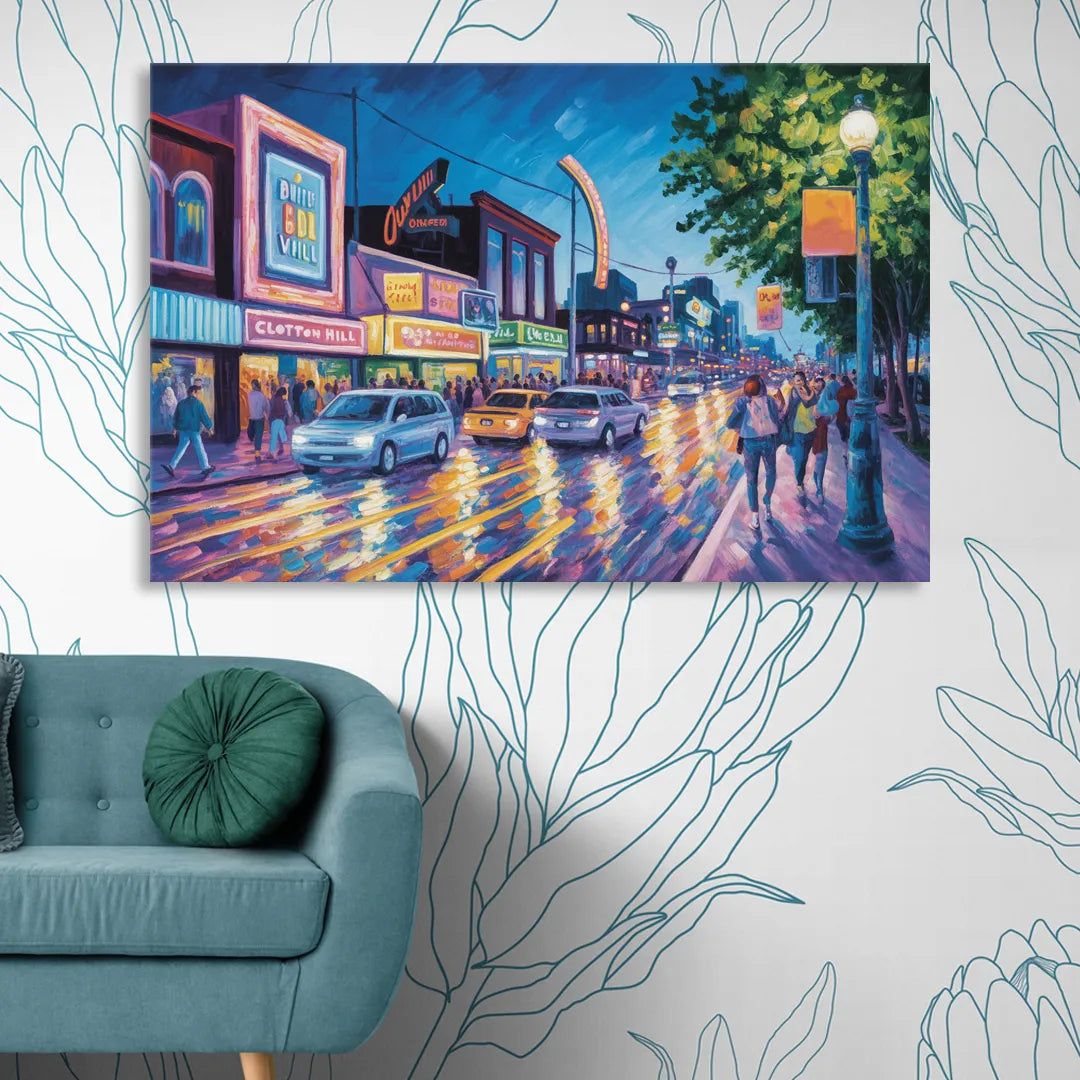 Clifton Hill Neon Lights Sitting Room - Canvas Wall Art