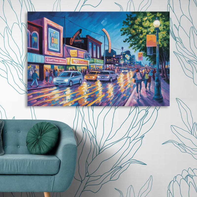 Clifton Hill Neon Lights Sitting Room - Canvas Wall Art