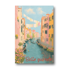 Clothesline Painting Over a Venice Canal - Canvas Wall Art - Front