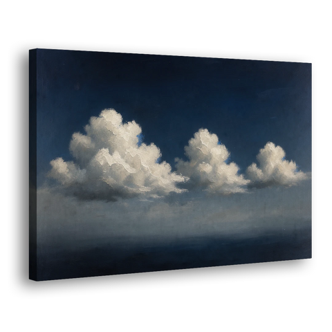 Cloud Wall Art with Three Moonlit Cumulus - Canvas Wall Art - Side