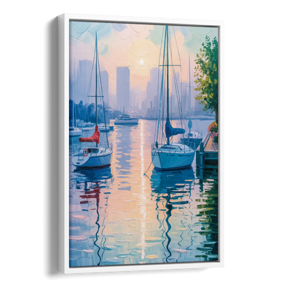 Coal Harbour Morning Light Side - White Canvas Wall Art