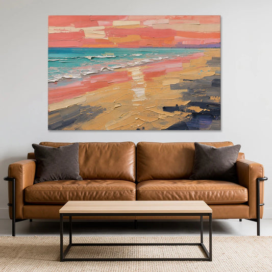 Coastal Abstract Low Tide Glow - Canvas Wall Art - Sofa - 60x40