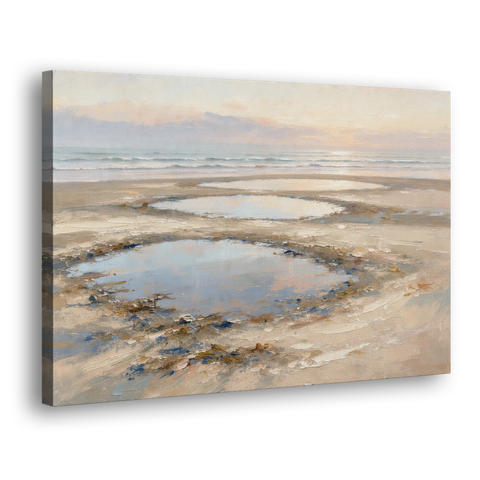 Coastal Bedroom Decor with Dawn Tide Pools - Canvas Wall Art - Side