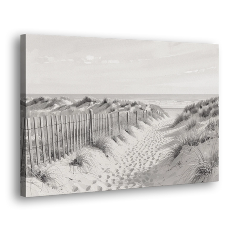 Coastal Black and White Dune Path to the Sea - Canvas Wall Art