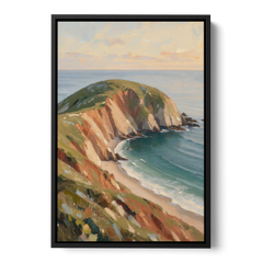 Coastal Canvas Prints of a Headland Cove - Black Framed Canvas Wall Art - Front