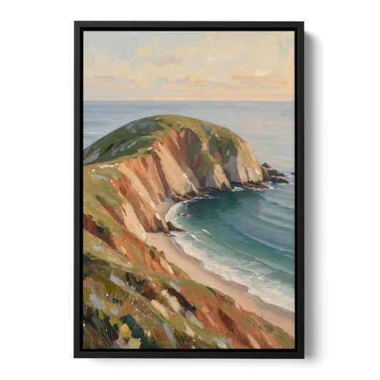 Coastal Canvas Prints of a Headland Cove - Black Framed Canvas Wall Art - Front