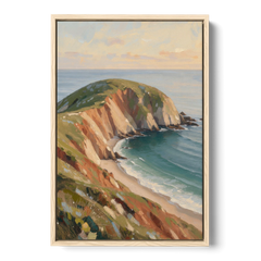 Coastal Canvas Prints of a Headland Cove - Oak Framed Canvas Wall Art - Front